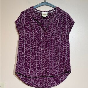 Maeve Plum and White Patterned Blouse